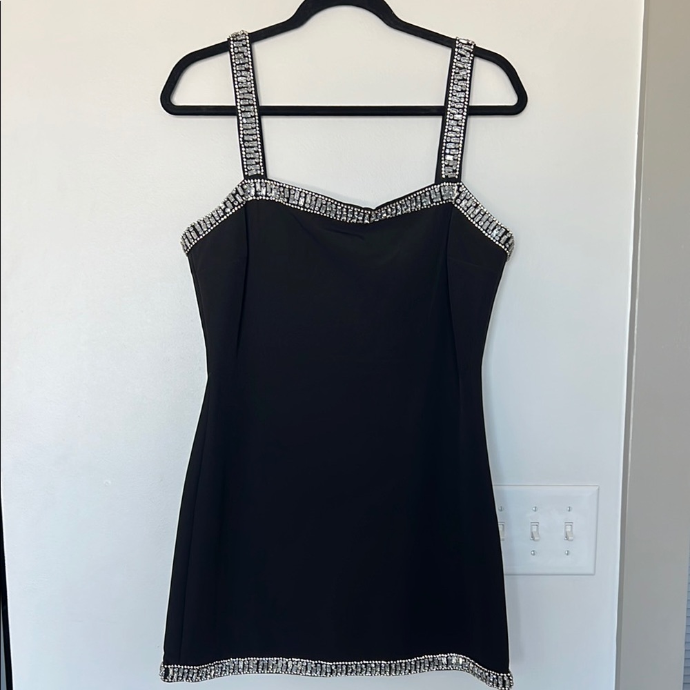Elegant Black Dress with Silver Accents - NWT